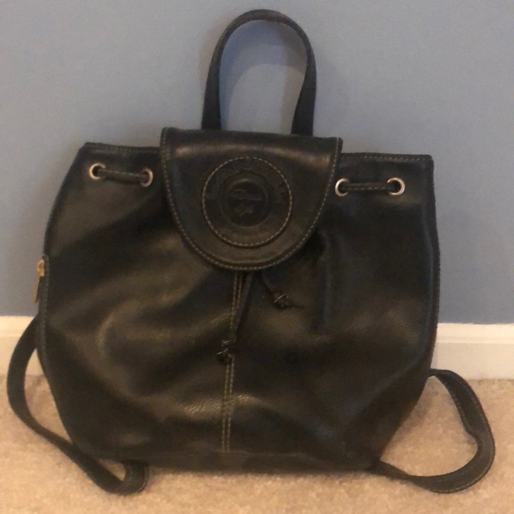 Vintage Lancel Paris mini black leather backpack